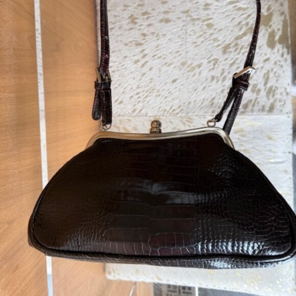 Pre-Loved Brown's Couture Leather Crocodile Print Granny Purse - Picture 3 of 8